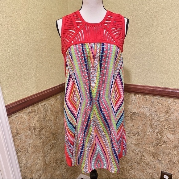 Wrangler Dress Sleeveless Retro Western Pink Lattice Aztec Colorful Size Medium - Picture 8 of 8